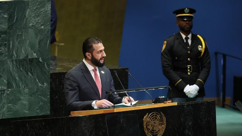 Syrian president’s historic UN speech joined by thousands rallying outside for peace and Trump’s support